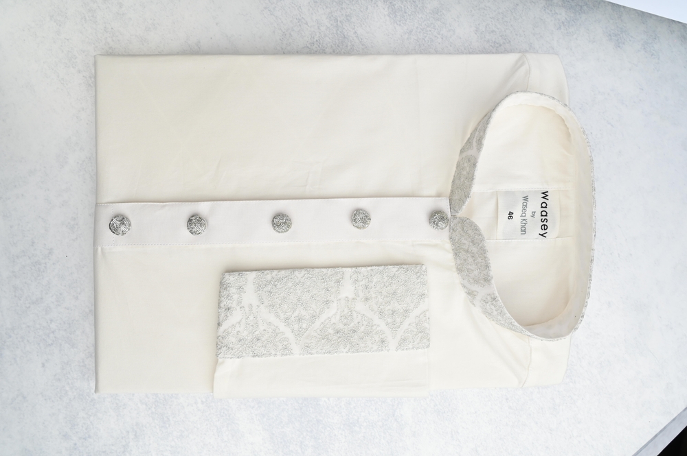 Ivory Silver-Accented Panjabi